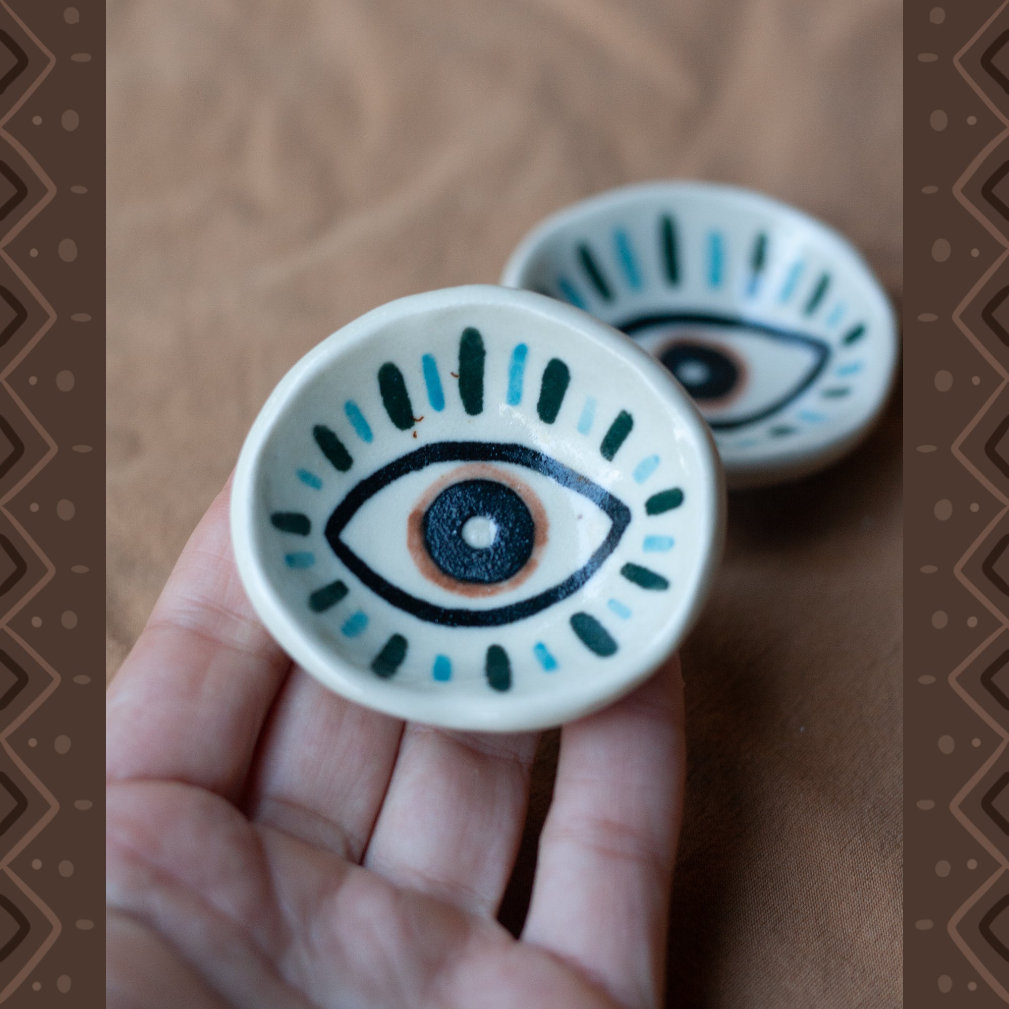 Tiny Pair of Dipping/Incense Bowls - Eyes 2