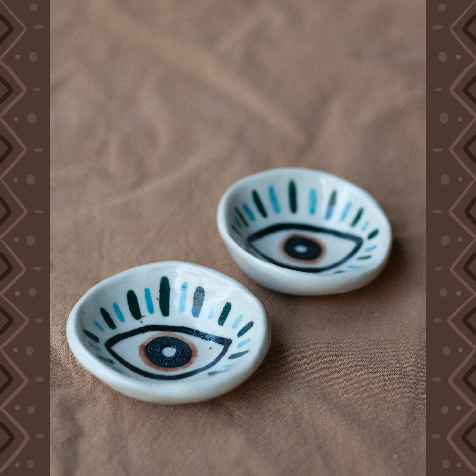 Tiny Pair of Dipping/Incense Bowls - Eyes 2